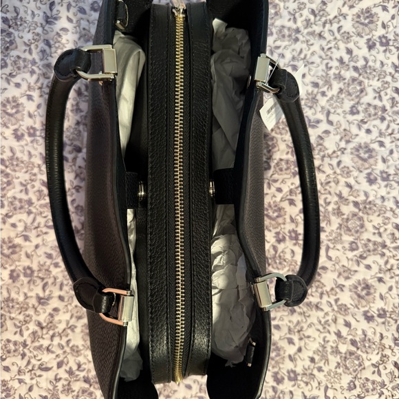 ♠️ Kate Spade Leila Medium Triple Compartment Satchel Black Pebbled Leather Bag - Picture 10 of 12